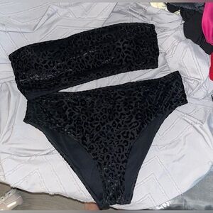 Strapless Leopard High Waisted Swimsuit